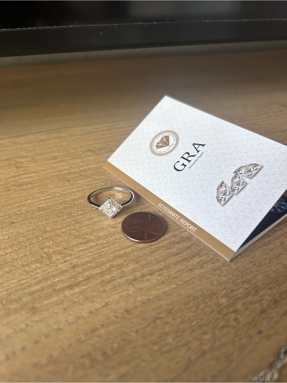 Size 9 Sterling GRA Moissanite Halo Ring